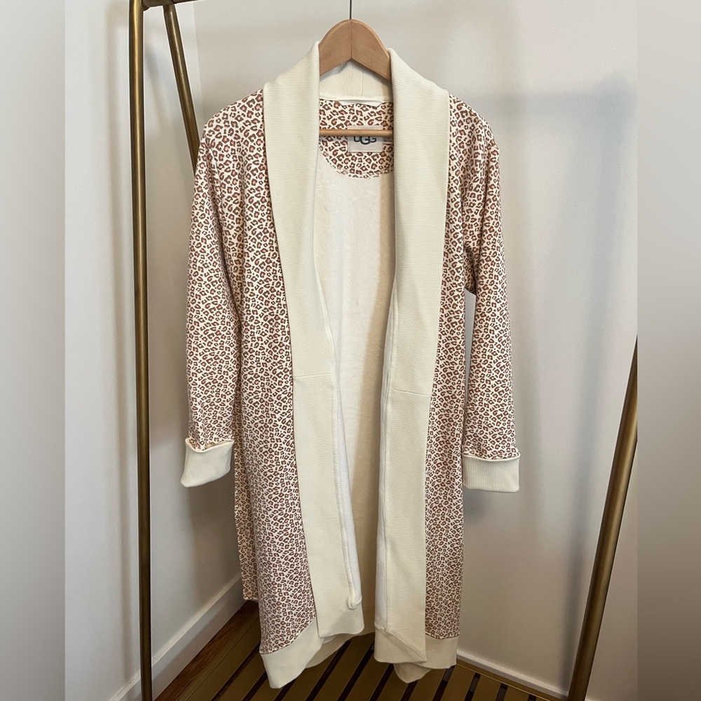 UGG Caroline Fleece Robe - Natural micro leopard - Size Medium NWOT